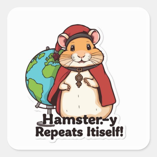 Hamster-y herhaalt zich! - eigenzinnige hamster vierkante sticker (Voorkant)