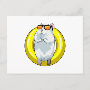 Hamster zwemt met zwemband briefkaart