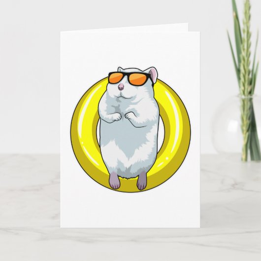 Hamster zwemt met zwemring kaart (Voorkant)