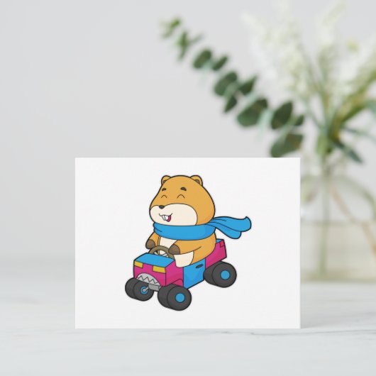 Hamsterauto Briefkaart (Staand voorkant)