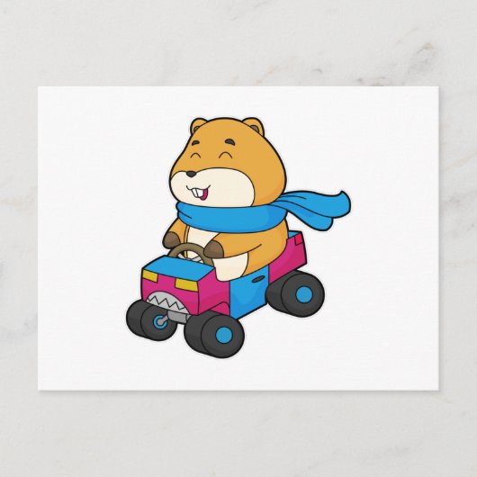 Hamsterauto Briefkaart (Voorkant)