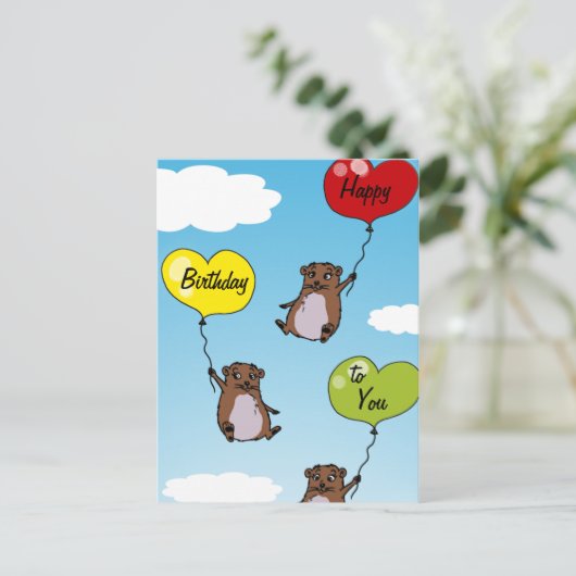 Hamsterballonnen, Happy Birthday voor jou Briefkaart (Staand voorkant)