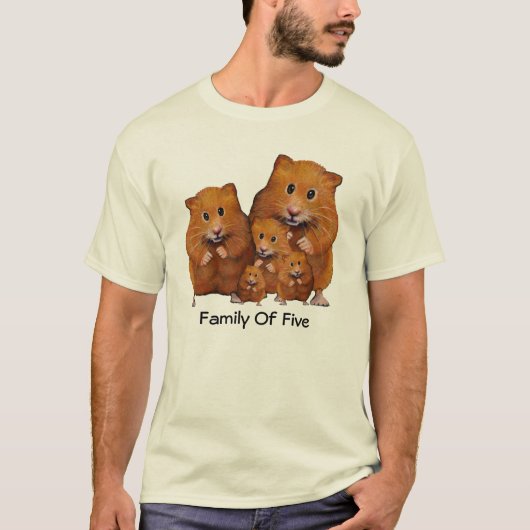 Hamsterfamilie: Ouders, kinderen: Kleurpotlood Art T-shirt (Voorkant)