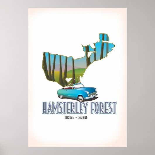 Hamsterley Forest Durham England kaart Poster (Voorkant)
