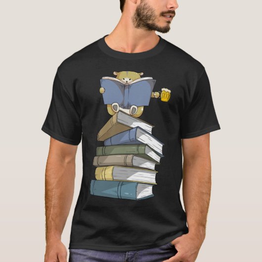 Hamsters Boeken Bier Hamsters & Lezen T-shirt (Voorkant)