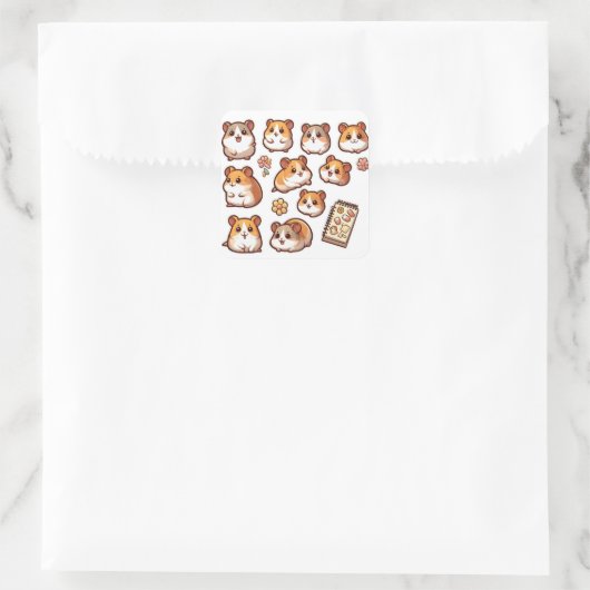Hamsters deel 1 vierkante sticker (Tas)