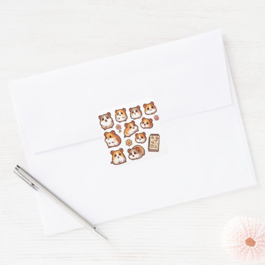 Hamsters deel 1 vierkante sticker (Envelop)