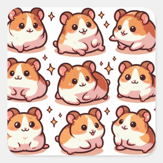 Hamsters deel 2 vierkante sticker (Voorkant)