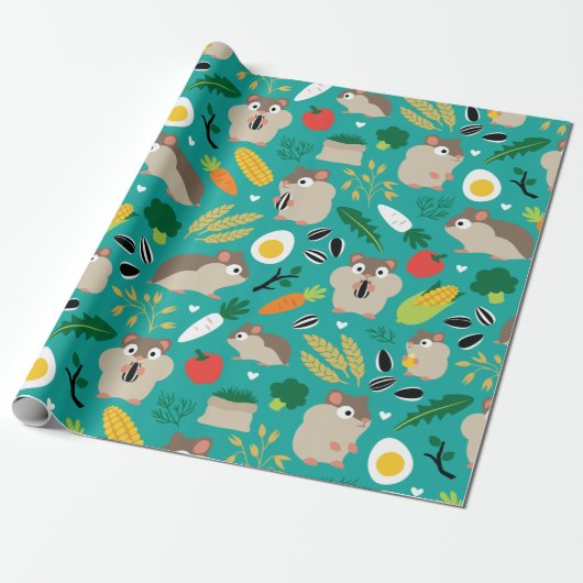 Hamsters en hun behandelingen cadeaupapier (Uitgerold)