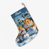 Hamsters en Sneeuwman Kerst Kleine Kerstsok (Achterkant (Hangend))