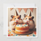 Hamsters eten taart verjaardag uitnodiging (Voorkant)