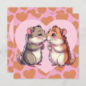 Hamsters kussen Valentijnsdag Harten houden van Ka Feestdagenkaart (Voorkant / Achterkant)