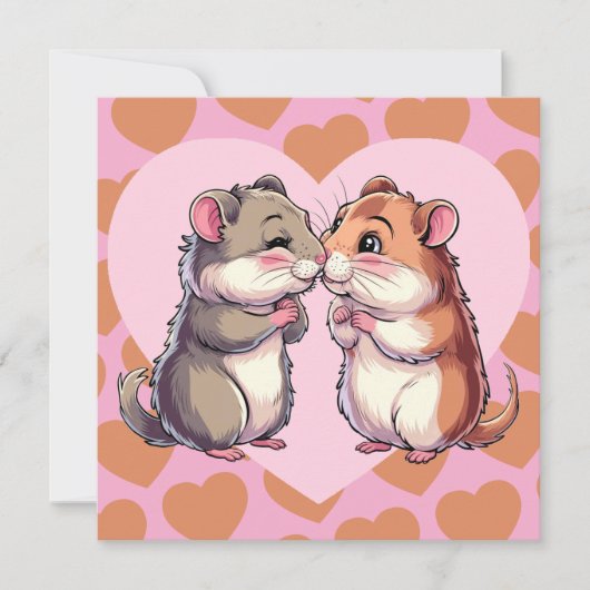 Hamsters kussen Valentijnsdag Harten houden van Ka Feestdagenkaart (Voorkant)