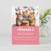 Hamsters verjaardagsfeestje kaart (Staand voorkant)