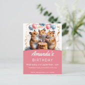 Hamsters verjaardagsfeestje uitnodiging briefkaart (Staand voorkant)