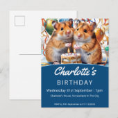 Hamsters verjaardagsfeestje uitnodiging briefkaart (Voorkant / Achterkant)