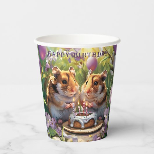 Hamsters Verjaardagsfeestje Verjaardag Papieren Bekers (Achterkant)