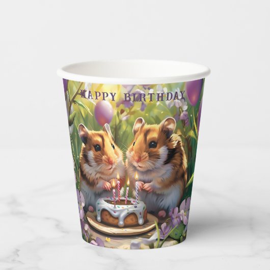 Hamsters Verjaardagsfeestje Verjaardag Papieren Bekers (Voorkant)