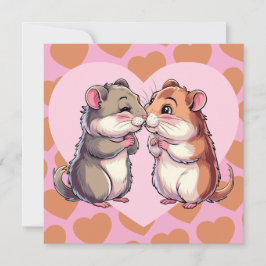 Hamsters Zoenende Valentijnsdag Hartjes Liefde Kaa Feestdagenkaart