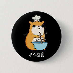 Hamstir Funny Chef Hamster Pun Dark BG Ronde Button 5,7 Cm