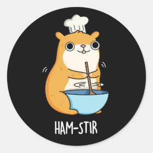 Hamstir Grappige Hamster Pun Donker BG Ronde Sticker
