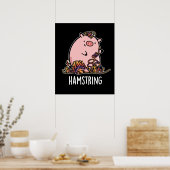 Hamstring Funny Pig Pun Dark BG Poster (Keuken)