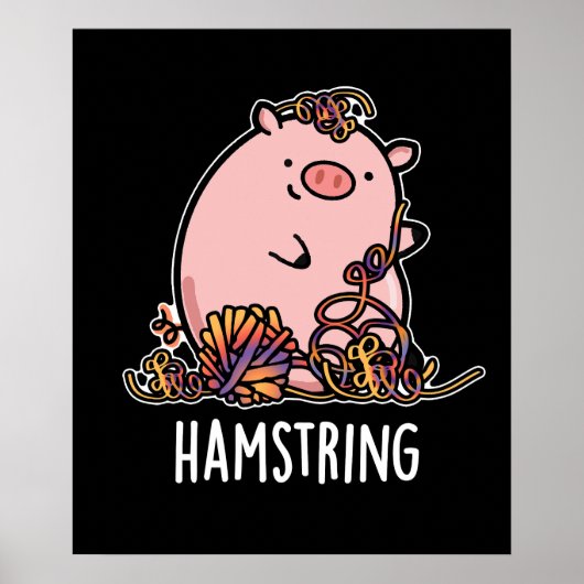 Hamstring Funny Pig Pun Dark BG Poster (Voorkant)