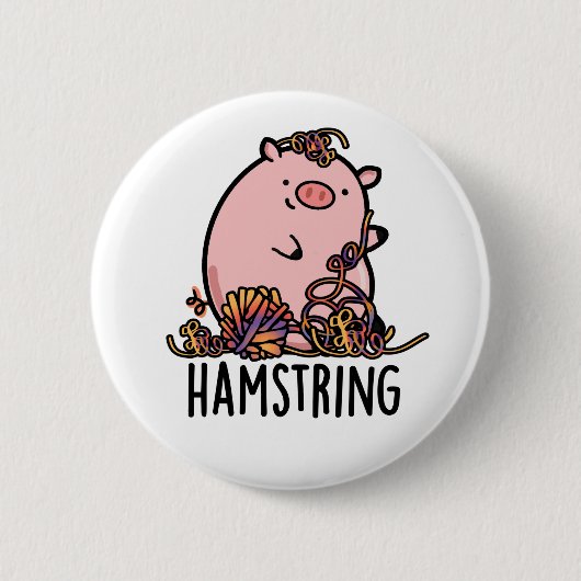 Hamstring Funny Pig Pun Ronde Button 5,7 Cm (Voorkant)