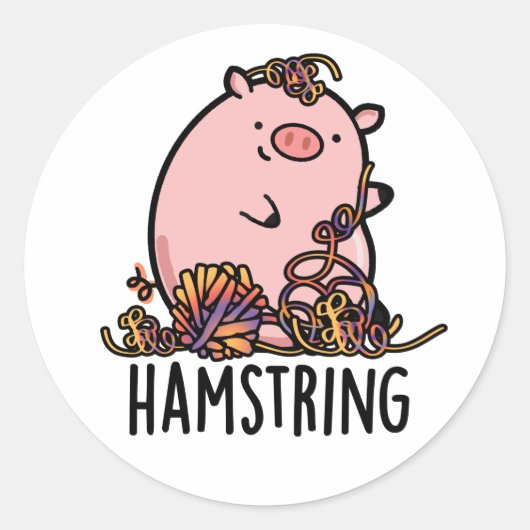 Hamstring Funny Pig Pun Ronde Sticker (Voorkant)