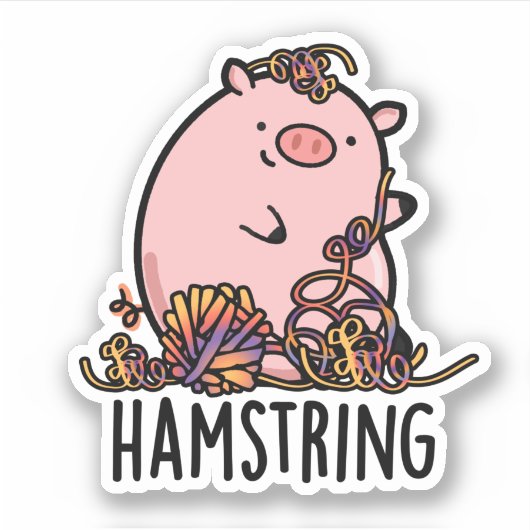 Hamstring Funny Pig Pun Sticker (Voorkant)