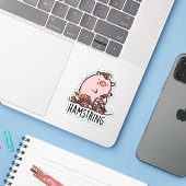 Hamstring Funny Pig Pun Sticker (Laptop met iPhone)