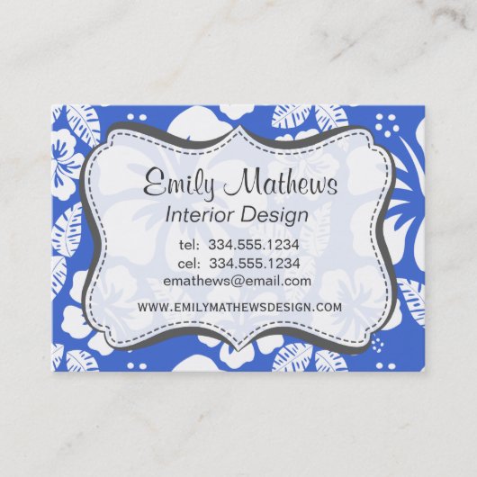 Han Blauwe Hawaiiaanse Tropische Hibiscus Visitekaartje (Voorkant)