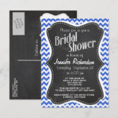 Han Blue Chevron strepen; Chalkboard look Uitnodiging Briefkaart (Voorkant / Achterkant)