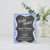 Han Blue Chevron strepen; Chalkboard look Uitnodiging Briefkaart (Staand voorkant)