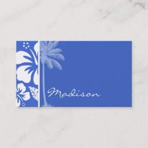 Han Blue Hawaiian Tropical Hibiscus; Palm Visitekaartje
