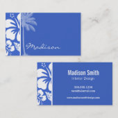 Han Blue Hawaiian Tropical Hibiscus; Palm Visitekaartje (Voorkant / Achterkant)