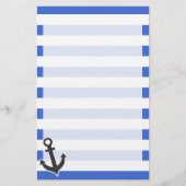 Han Blue Horizontal Stripes; Nautical Anchor Briefpapier (Voorkant)
