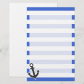 Han Blue Horizontal Stripes; Nautical Anchor Briefpapier (Voorkant / Achterkant)