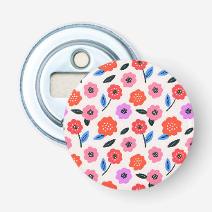 Han tekent bloemenpatroon button flesopener