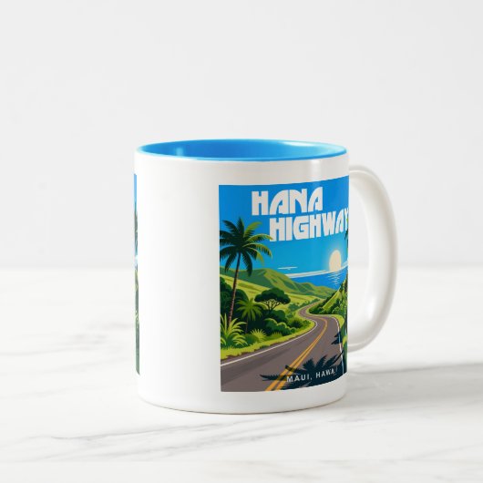 Hana Highway Maui Hawaii landschap Tweekleurige Koffiemok (Voorkant rechts)