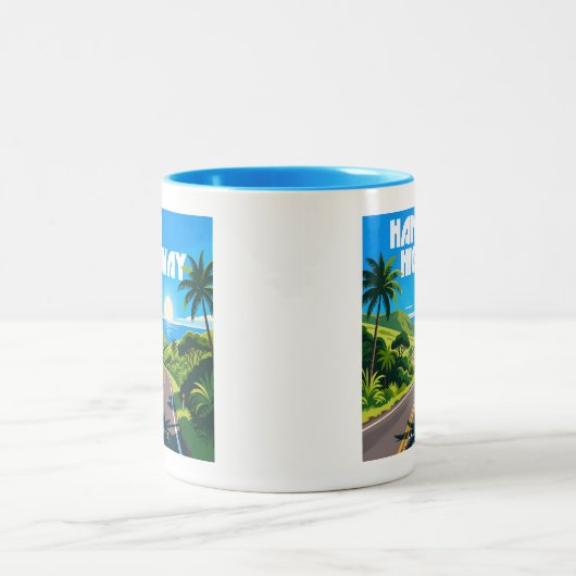 Hana Highway Maui Hawaii landschap Tweekleurige Koffiemok (Center)