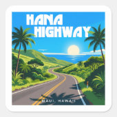 Hana Highway Maui Hawaii landschap Vierkante Sticker (Voorkant)