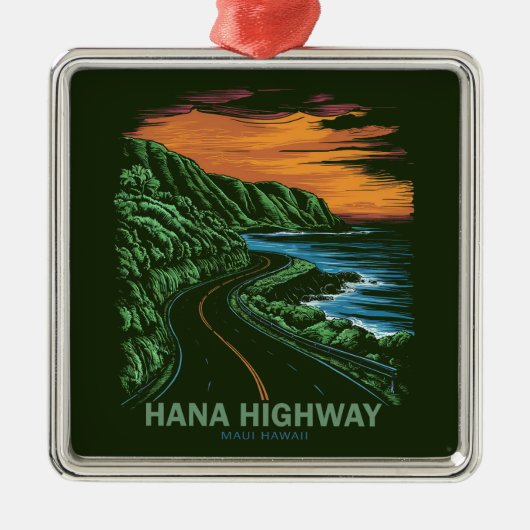 Hana Highway Maui Hawaii Vista Metalen Ornament (Voorkant)