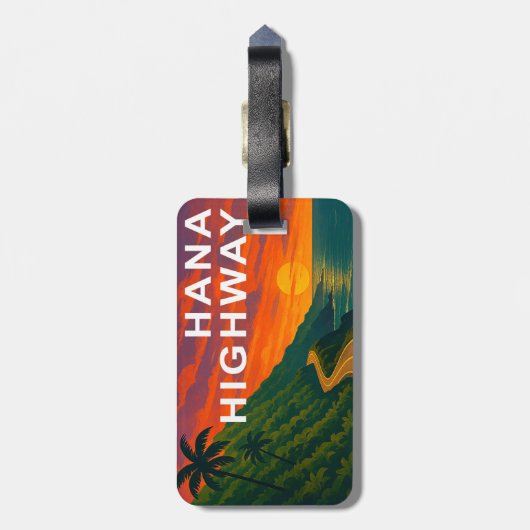 Hana Highway Maui Hawaii zonsondergang Bagagelabel (Achterkant verticaal)
