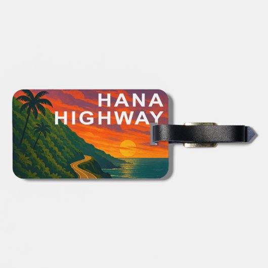 Hana Highway Maui Hawaii zonsondergang Bagagelabel (Achterkant horizontaal)