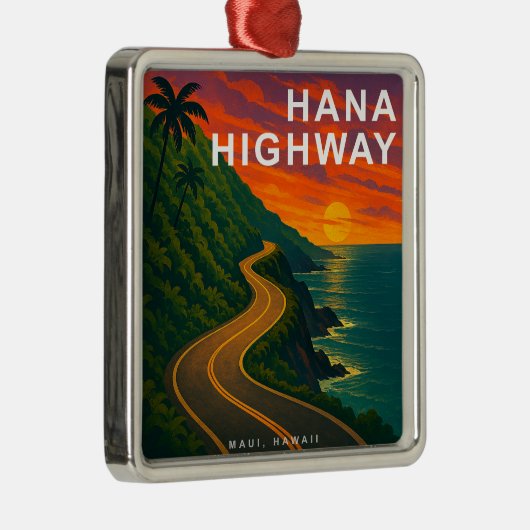 Hana Highway Maui Hawaii zonsondergang Metalen Ornament (Rechts)