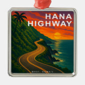 Hana Highway Maui Hawaii zonsondergang Metalen Ornament (Voorkant)