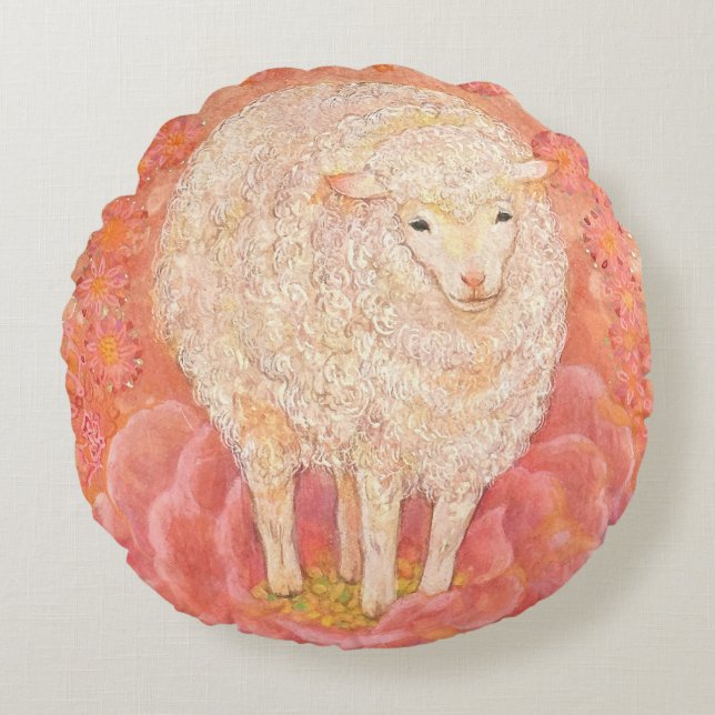 Hana-hitsuji: The Fairy Lamb Rond Kussen (Voorkant)