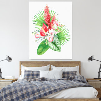 Hana hou! (Witte) Hawaïaanse Bloem Arrangement Canvas Afdruk