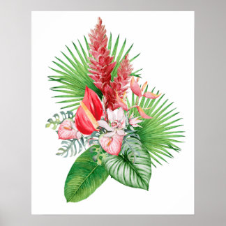 Hana hou! (Witte) Hawaïaanse Bloem Arrangement Poster